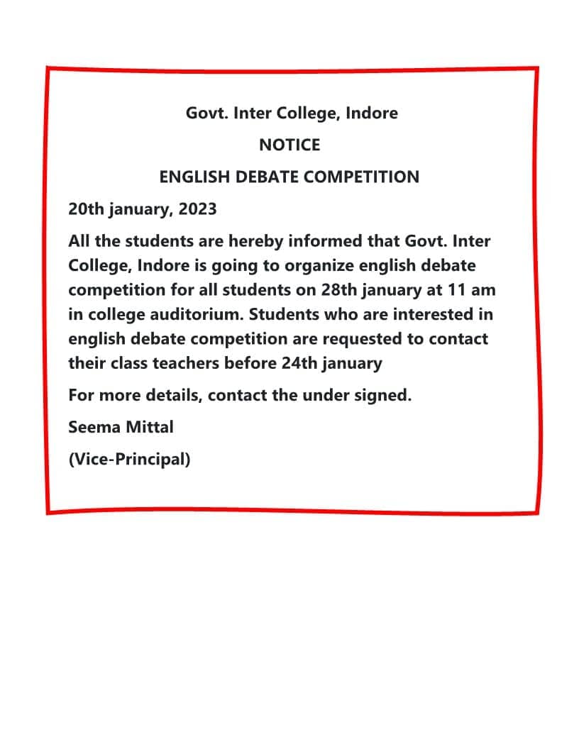 ENGLISH DEBATE COMPETITION